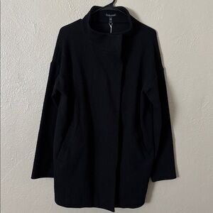 Eileen Fisher Designer Funnel Neck Black Medium Weight Jacket NWT XS Women’s